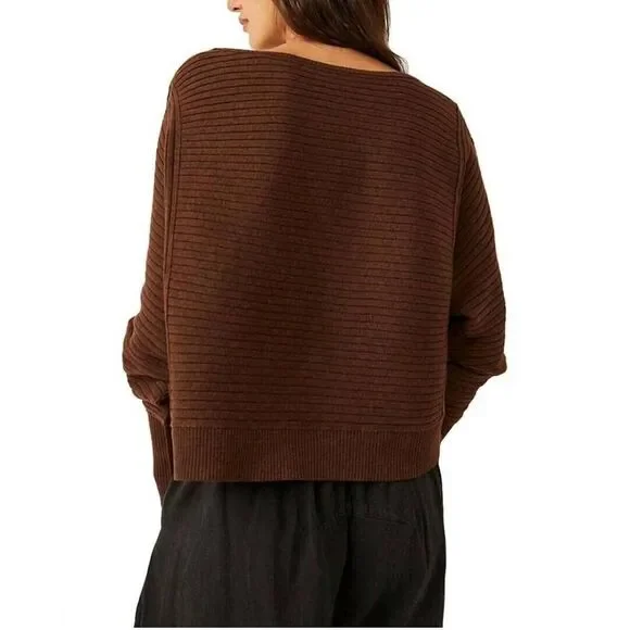 Free People Sweater S Sublime Pullover in Chocolate Lava Ribbed‎ Boho Whimsigoth - Picture 12 of 14